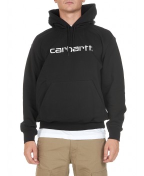 FELPA LOGO NERA CON CAPPUCCIO - Felpe CARHARTT