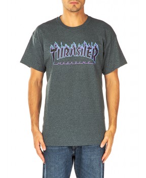 T-SHIRT FLAME LOGO ANTRACITE MELANGE - T-Shirt THRASHER